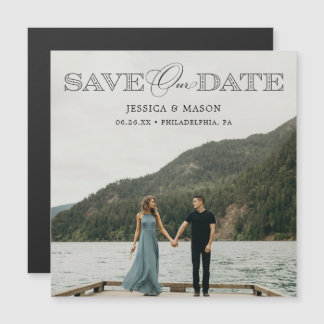 Moderne bruiloft sparen de Datummagneten met Foto Magnetische Uitnodiging