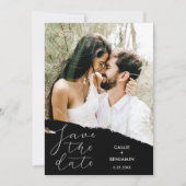 Moderne bruiloft Sparen de Foto & de Borstel van d Kaart (Voorkant)