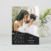 Moderne bruiloft Sparen de Foto & de Borstel van d Kaart (Staand voorkant)