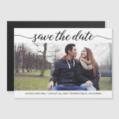 Moderne bruiloft Sparen de Foto van het Manuscript Magnetische Uitnodiging (Voorkant / Achterkant)