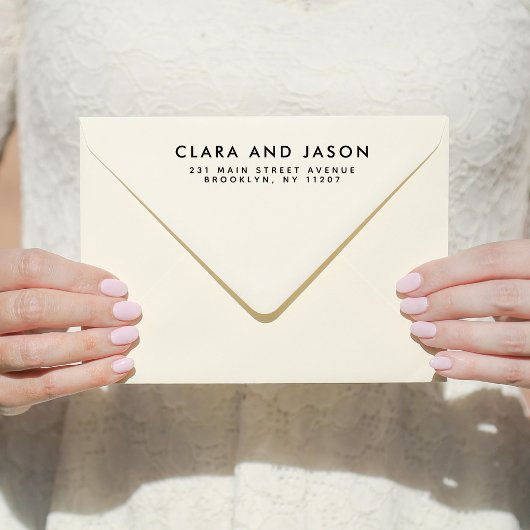 Moderne bruiloft sparen het Adres van de Familie v Zelfinktende Stempel