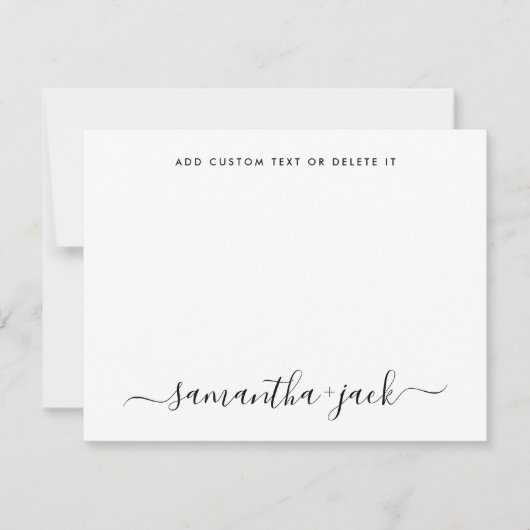 Moderne bruiloft stijlvol script elegant minimalis notitiekaartje (Voorkant)