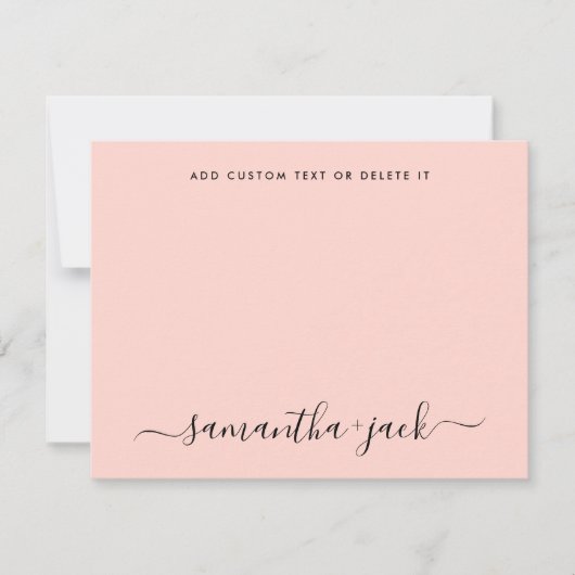 Moderne bruiloft stijlvol script elegant minimalis notitiekaartje (Voorkant)
