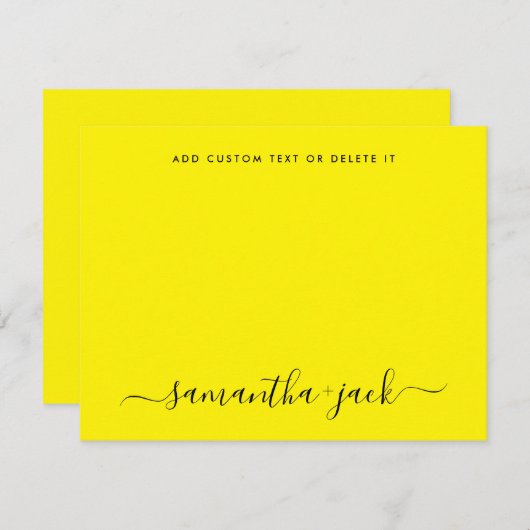 Moderne bruiloft stijlvol script elegant minimalis notitiekaartje (Voorkant / Achterkant)