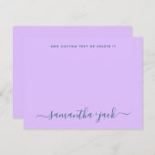 Moderne bruiloft stijlvol script elegant minimalis notitiekaartje (Voorkant / Achterkant)