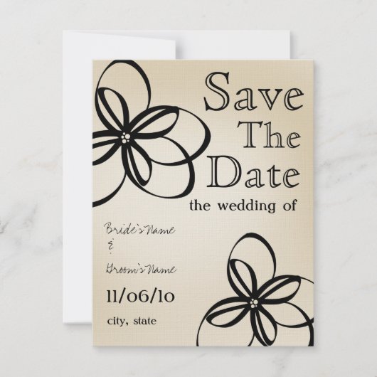 Moderne bruiloft Tan & Black Save the Date (Voorkant)