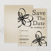 Moderne bruiloft Tan & Black Save the Date (Voorkant / Achterkant)