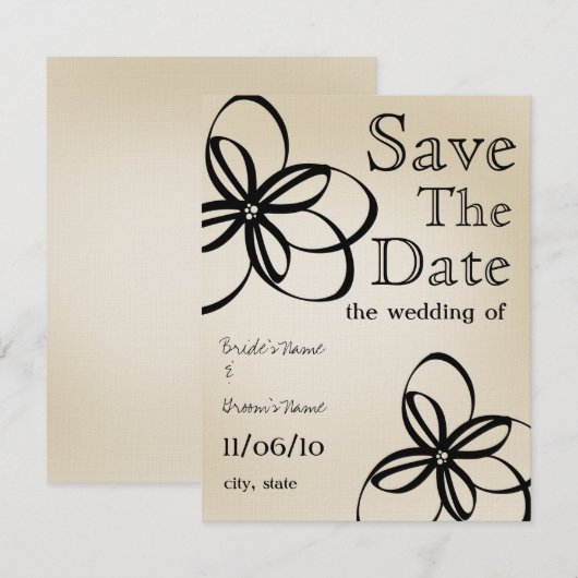 Moderne bruiloft Tan & Black Save the Date (Voorkant / Achterkant)