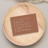 Moderne bruiloft terracotta details behuizing Kaar Informatiekaartje