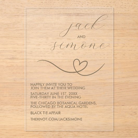 Moderne bruiloft | Trendy uitnodigingen | donkerne (Voorkant)