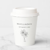 Moderne bruiloft Tropische Palmbomen Elegant Papieren Bekers (Voorkant)