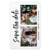 Moderne bruiloft Twee foto's Bewaar de datum Magne Magneet (Verticaal)