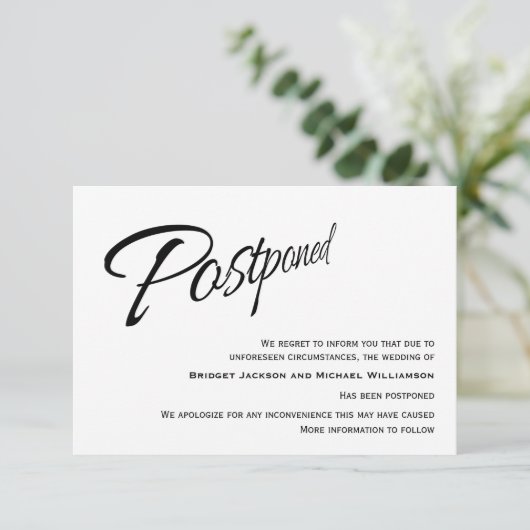 Moderne bruiloft Uitgestelde aankondiging (Staand voorkant)