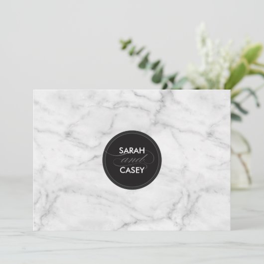 MODERNE BRUILOFT UITNODIGEN moderne mod spot zwart Kaart (Staand voorkant)