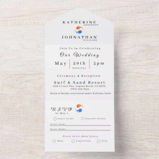 Moderne bruiloft uitnodiging-alles in één all in one uitnodiging (Binnen)