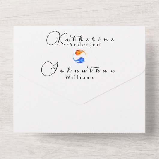 Moderne bruiloft uitnodiging-alles in één all in one uitnodiging (Achterkant)