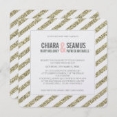 MODERNE BRUILOFT UITNODIGING glitter streep zacht  (Voorkant / Achterkant)