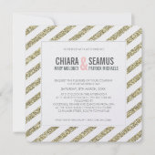 MODERNE BRUILOFT UITNODIGING glitter streep zacht  (Voorkant)