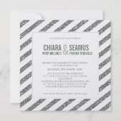 MODERNE BRUILOFT UITNODIGING glitter streep zilver (Voorkant)