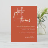 Moderne bruiloft uitnodiging met elegante kalligra (Staand voorkant)