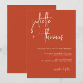 Moderne bruiloft uitnodiging met elegante kalligra (Voorkant / Achterkant)