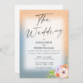 Moderne bruiloft uitnodiging met pastel kleuren (Voorkant / Achterkant)