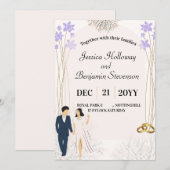 Moderne bruiloft uitnodiging mooie pastel kleuren (Voorkant / Achterkant)