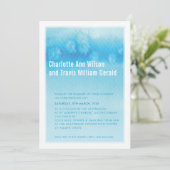MODERNE BRUILOFT UITNODIGING: ombre waterverf blau Kaart (Staand voorkant)