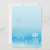 MODERNE BRUILOFT UITNODIGING: ombre waterverf blau Kaart (Achterkant)