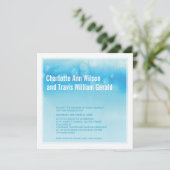 MODERNE BRUILOFT UITNODIGING: ombre waterverf blau Kaart (Staand voorkant)