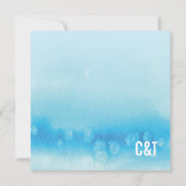 MODERNE BRUILOFT UITNODIGING: ombre waterverf blau Kaart (Achterkant)