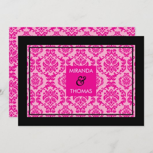 MODERNE BRUILOFT UITNODIGINGEN:: damask kleuren 2 Kaart (Voorkant / Achterkant)