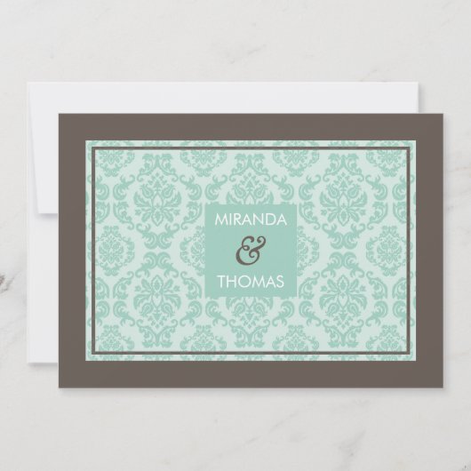 MODERNE BRUILOFT UITNODIGINGEN:: damask kleuren 5 Kaart (Voorkant)