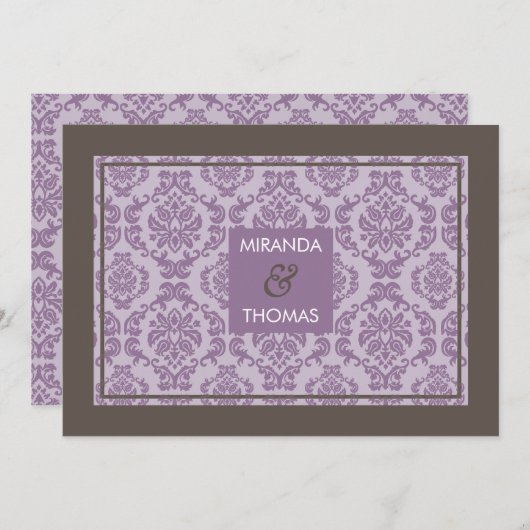 MODERNE BRUILOFT UITNODIGINGEN :: damask kleuren 7 (Voorkant / Achterkant)