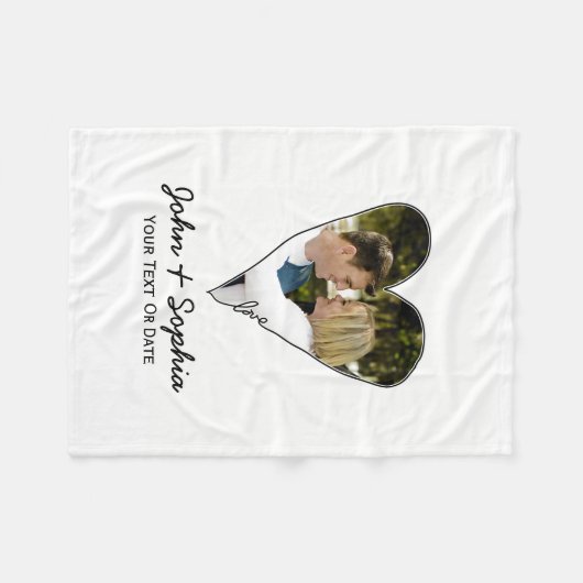 Moderne bruiloft Valentijn liefde hart aangepaste  Fleece Deken (Voorkant (Horizontaal))