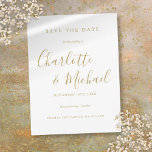 Moderne bruiloft van het Manuscript van de Handtek Briefkaart<br><div class="desc">Deze elegante gouden en witte kleur,  met de namen van de tekennamen,  kan worden gepersonaliseerd met uw speciale trouwdag in de tekengoudtypografie. Ontworpen door: Thisnotme©</div>
