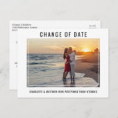 Moderne bruiloft verandering DATUM PLANS met FOTO Aankondigingskaart (Voorkant / Achterkant)