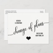 Moderne bruiloft VERANDERT DATUM PLANNEN POSTPONE Aankondigingskaart (Voorkant / Achterkant)