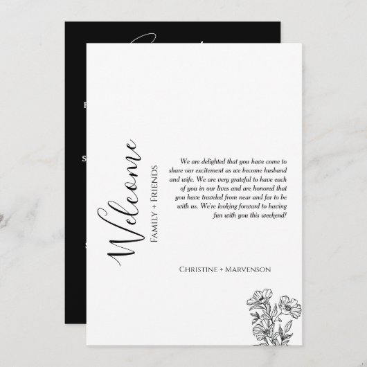 Moderne bruiloft verwelkomt & reisweekend kaart (Voorkant / Achterkant)