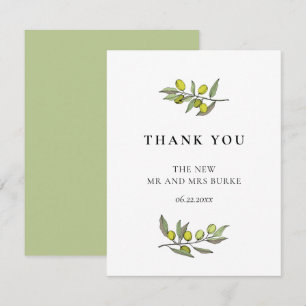 Moderne bruiloft voor filialen bedankkaart