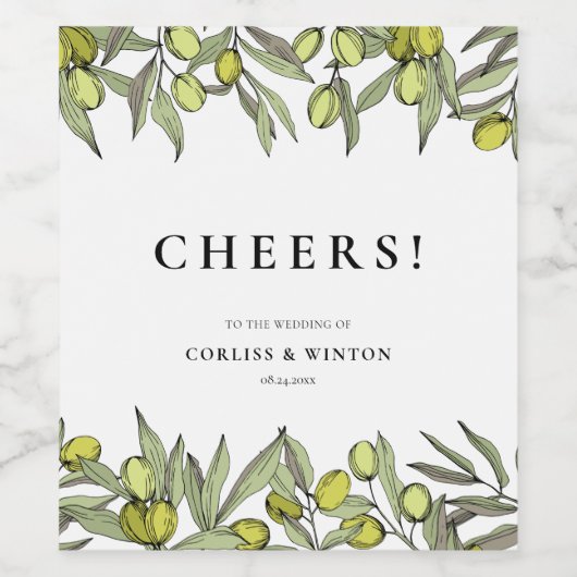 Moderne bruiloft voor filialen wijn etiket (Enkel label)