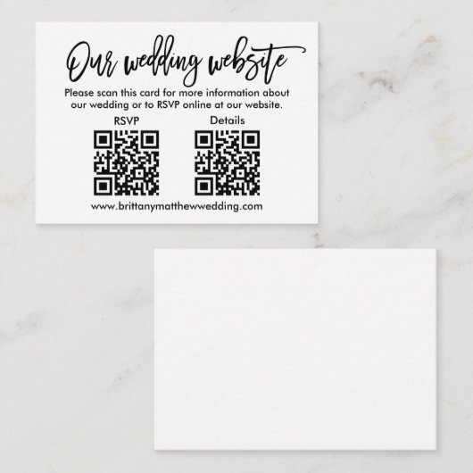 Moderne bruiloft voor penseel 2 QR RSVP - Gegevens Informatiekaartje (Voorkant / Achterkant)
