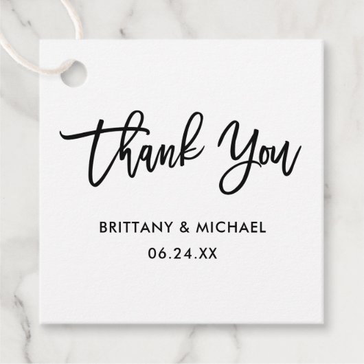 Moderne bruiloft voor penseel script Dank u Bedankjes Labels (Voorkant)