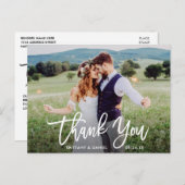 Moderne bruiloft voor penseel script Dank u W Briefkaart (Voorkant / Achterkant)