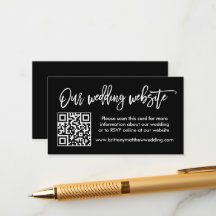 Moderne bruiloft voor penseel script QR Black