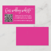 Moderne bruiloft voor penseel script QR Hot Pink Informatiekaartje (Voorkant / Achterkant)