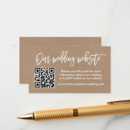 Moderne bruiloft voor penseel script QR Kraft Informatiekaartje