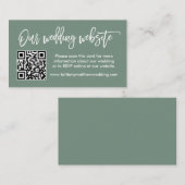 Moderne bruiloft voor penseel script QR Sage Green Informatiekaartje (Voorkant / Achterkant)