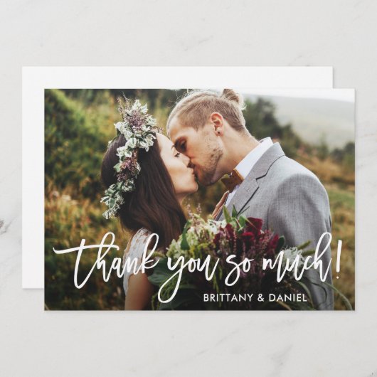 Moderne bruiloft voor penseelscript bedankt (Voorkant / Achterkant)