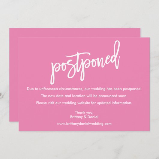 Moderne bruiloft voor penseelscript, uitgestelde r save the date (Voorkant / Achterkant)